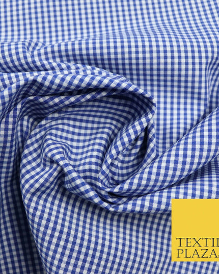 Small Mini 2mm Gingham Square Check Polycotton Fabric Dress Craft 7 COLOURS 58"