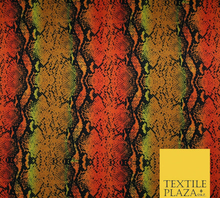 Orange Shaded Snake Skin Animal Printed Stretch Jersey Fabric Dress Costume 4359