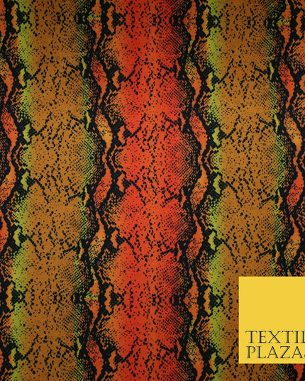 Orange Shaded Snake Skin Animal Printed Stretch Jersey Fabric Dress Costume 4359