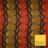 Orange Shaded Snake Skin Animal Printed Stretch Jersey Fabric Dress Costume 4359