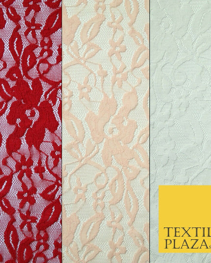 Red Peach White Floral Flower Embroidered Net Lace Dress Fabric Tulle Fancy 58"
