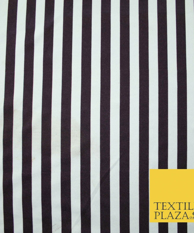 White Raisin Purple 1cm Awning Stripe Lines Printed Stretch Jersey Fabric 4362