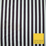 White Raisin Purple 1cm Awning Stripe Lines Printed Stretch Jersey Fabric 4362