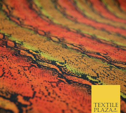 Orange Shaded Snake Skin Animal Printed Stretch Jersey Fabric Dress Costume 4359