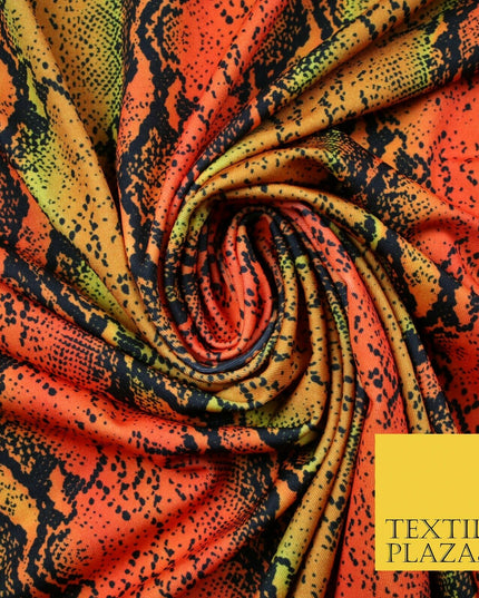 Orange Shaded Snake Skin Animal Printed Stretch Jersey Fabric Dress Costume 4359