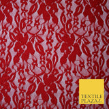 Red Peach White Floral Flower Embroidered Net Lace Dress Fabric Tulle Fancy 58"