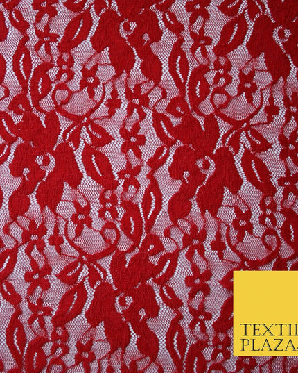 Red Peach White Floral Flower Embroidered Net Lace Dress Fabric Tulle Fancy 58"
