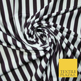 White Raisin Purple 1cm Awning Stripe Lines Printed Stretch Jersey Fabric 4362