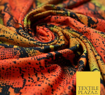 Orange Shaded Snake Skin Animal Printed Stretch Jersey Fabric Dress Costume 4359