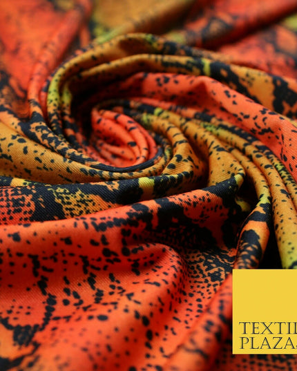 Orange Shaded Snake Skin Animal Printed Stretch Jersey Fabric Dress Costume 4359
