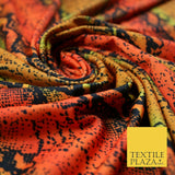 Orange Shaded Snake Skin Animal Printed Stretch Jersey Fabric Dress Costume 4359