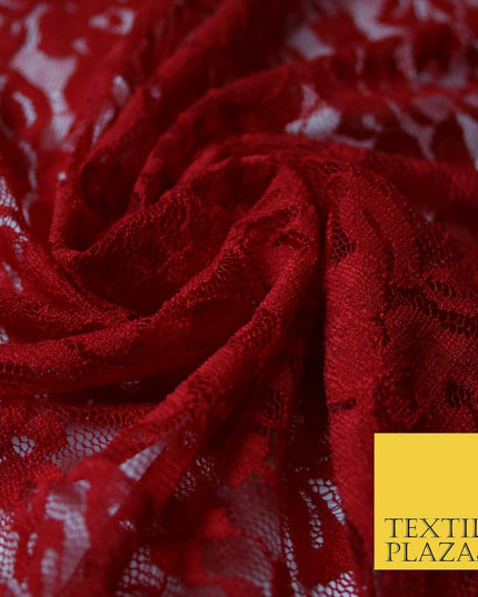 Red Peach White Floral Flower Embroidered Net Lace Dress Fabric Tulle Fancy 58"