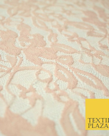 Red Peach White Floral Flower Embroidered Net Lace Dress Fabric Tulle Fancy 58"