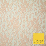 Red Peach White Floral Flower Embroidered Net Lace Dress Fabric Tulle Fancy 58"