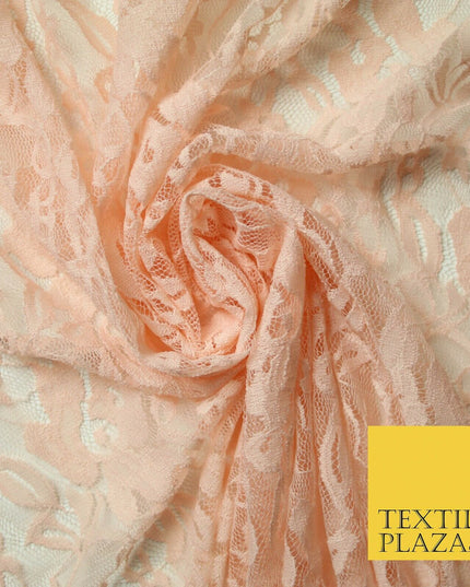 Red Peach White Floral Flower Embroidered Net Lace Dress Fabric Tulle Fancy 58"