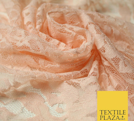 Red Peach White Floral Flower Embroidered Net Lace Dress Fabric Tulle Fancy 58"