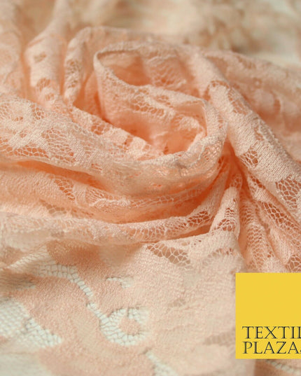 Red Peach White Floral Flower Embroidered Net Lace Dress Fabric Tulle Fancy 58"