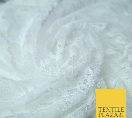 Hot Pink White Floral Mix Embroidered Net Lace Dress Fabric Tulle Fancy 58" Wide