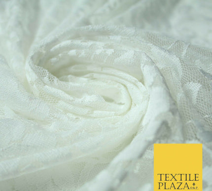 Red Peach White Floral Flower Embroidered Net Lace Dress Fabric Tulle Fancy 58"