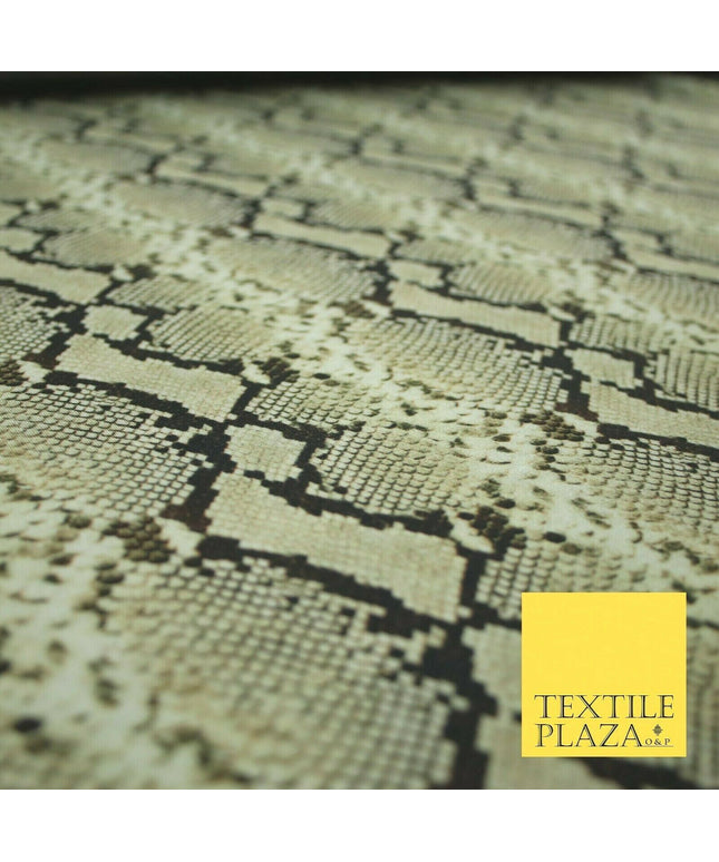 Light Gold Beige Snake Skin Printed Stretch Jersey Fabric Dress Craft 58" 4358