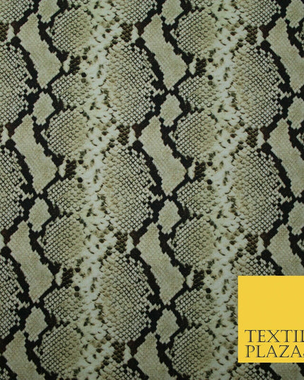 Light Gold Beige Snake Skin Printed Stretch Jersey Fabric Dress Craft 58" 4358