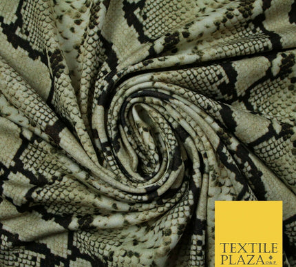 Light Gold Beige Snake Skin Printed Stretch Jersey Fabric Dress Craft 58" 4358