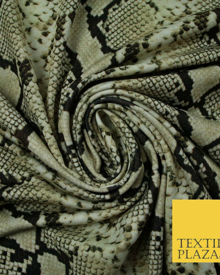 Light Gold Beige Snake Skin Printed Stretch Jersey Fabric Dress Craft 58" 4358