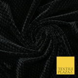 Luxury Black Waffle Check Textured Velvet Velour Dress Fabric Material 59" 4472