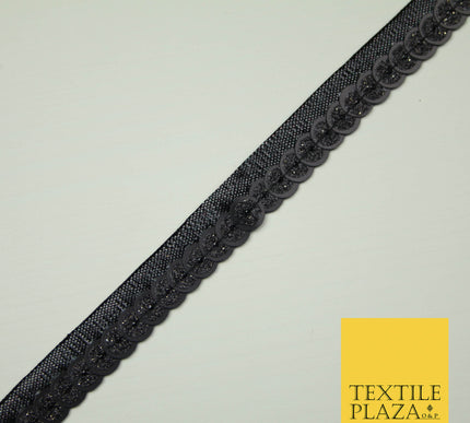 Full Black Glitter Double Sequin Ribbon Trimming Border Gota Sewing Trim X403