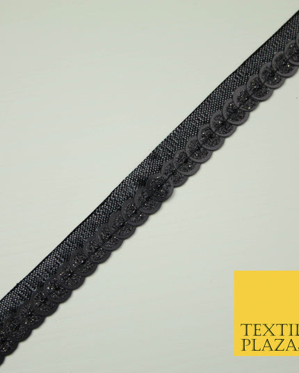 Full Black Glitter Double Sequin Ribbon Trimming Border Gota Sewing Trim X403
