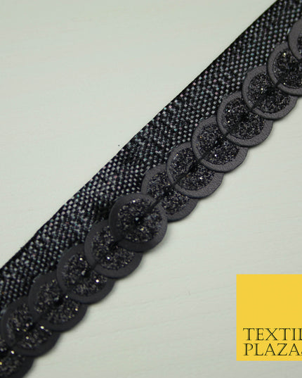 Full Black Glitter Double Sequin Ribbon Trimming Border Gota Sewing Trim X403