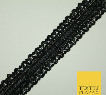 Full Black 3.5cm Shimmer Zig Zag Ribbon Trimming Border Gota Sewing Trim X402