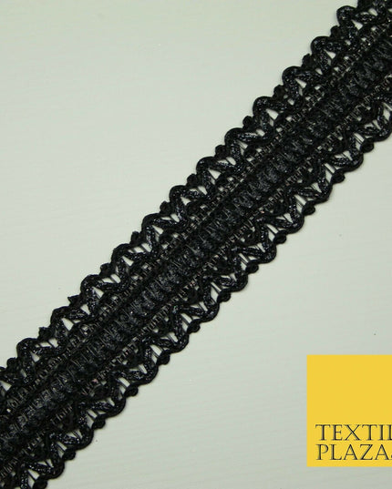 Full Black 3.5cm Shimmer Zig Zag Ribbon Trimming Border Gota Sewing Trim X402