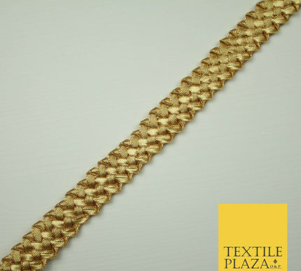Gold 2cm Gota Patti Woven Ribbon Plait Braid Trimming Border Sewing Trim X392