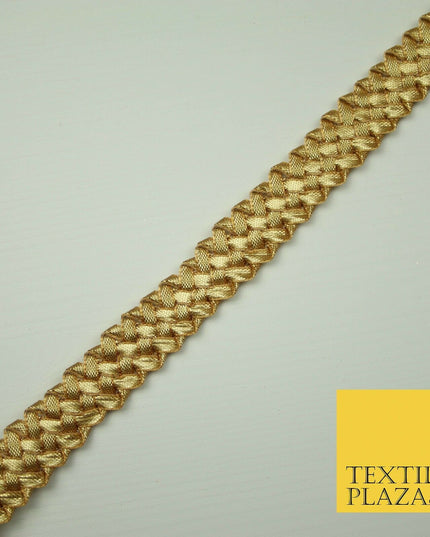 Gold 2cm Gota Patti Woven Ribbon Plait Braid Trimming Border Sewing Trim X392
