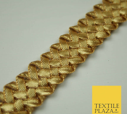 Gold 2cm Gota Patti Woven Ribbon Plait Braid Trimming Border Sewing Trim X392
