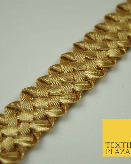 Gold 2cm Gota Patti Woven Ribbon Plait Braid Trimming Border Sewing Trim X392
