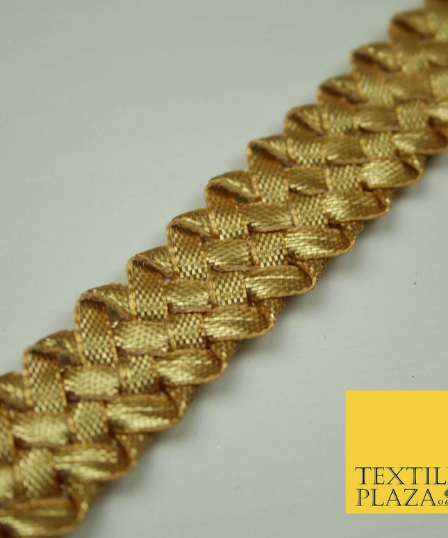 Gold 2cm Gota Patti Woven Ribbon Plait Braid Trimming Border Sewing Trim X392