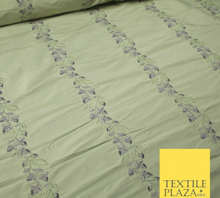 Luxury Oyster Beige Floral Garland Embroidered 100% PURE SILK Fabric 37" 4563