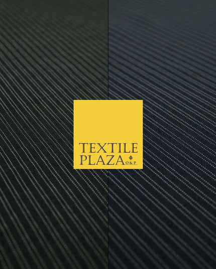 Black Navy Blue White Double Dotted Tramline Striped Bi-Stretch Fabric 56" Wide