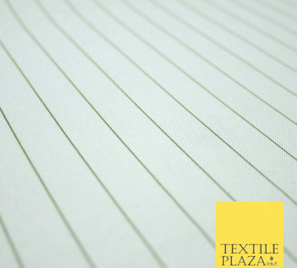 White Green Hairline Striped Bi-Stretch Fabric Suiting Uniform Skirts 58" 4713