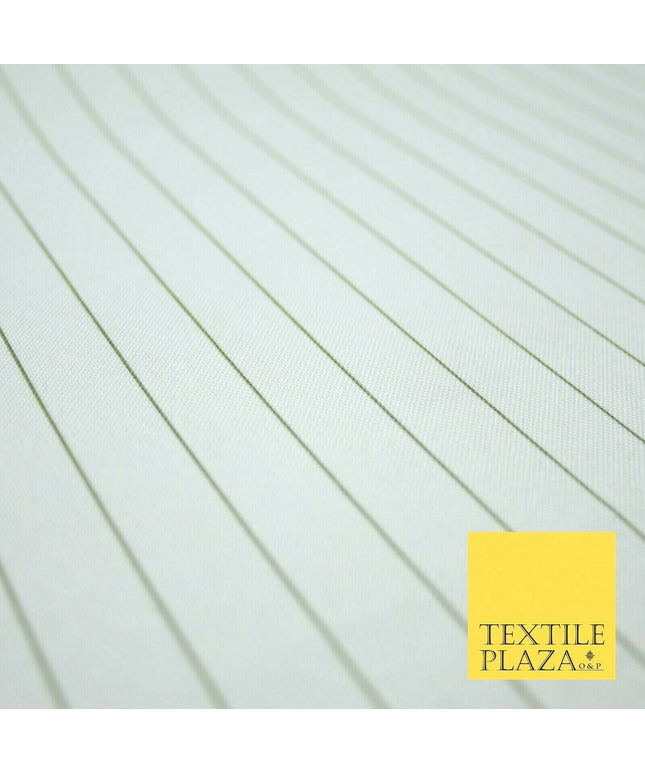 White Green Hairline Striped Bi-Stretch Fabric Suiting Uniform Skirts 58" 4713