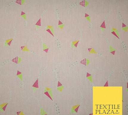 Pink Flying Kites Printed 100% Cotton Fabric Masks Sewing Dress Craft 44" 4487
