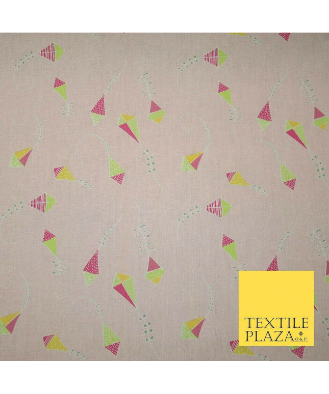 Pink Flying Kites Printed 100% Cotton Fabric Masks Sewing Dress Craft 44" 4487