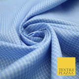 Blue White Small Check 100% Cotton Fabric Shirting Dress Sewing Craft 59" 4711