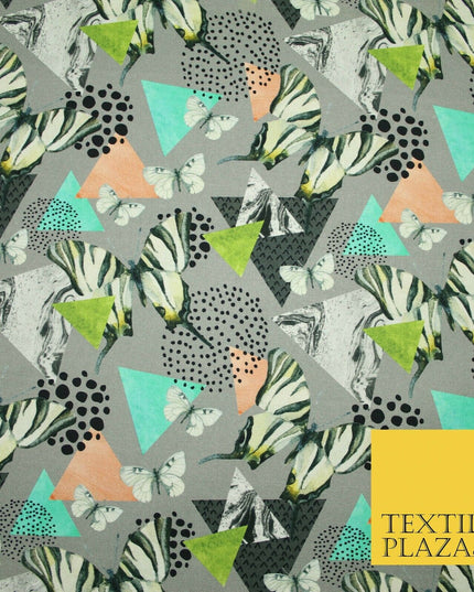 Grey Abstract Wacky Zebra Butterfly Printed 100% Cotton Canvas Fabric 58" 4484