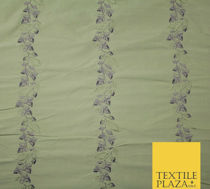 Luxury Oyster Beige Floral Garland Embroidered 100% PURE SILK Fabric 37" 4563