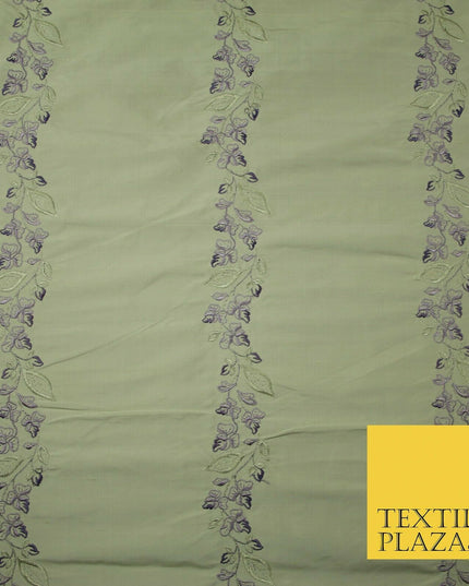 Luxury Oyster Beige Floral Garland Embroidered 100% PURE SILK Fabric 37" 4563
