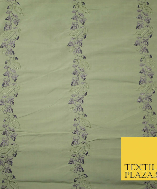 Luxury Oyster Beige Floral Garland Embroidered 100% PURE SILK Fabric 37" 4563