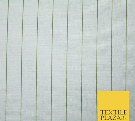 White Green Hairline Striped Bi-Stretch Fabric Suiting Uniform Skirts 58" 4713